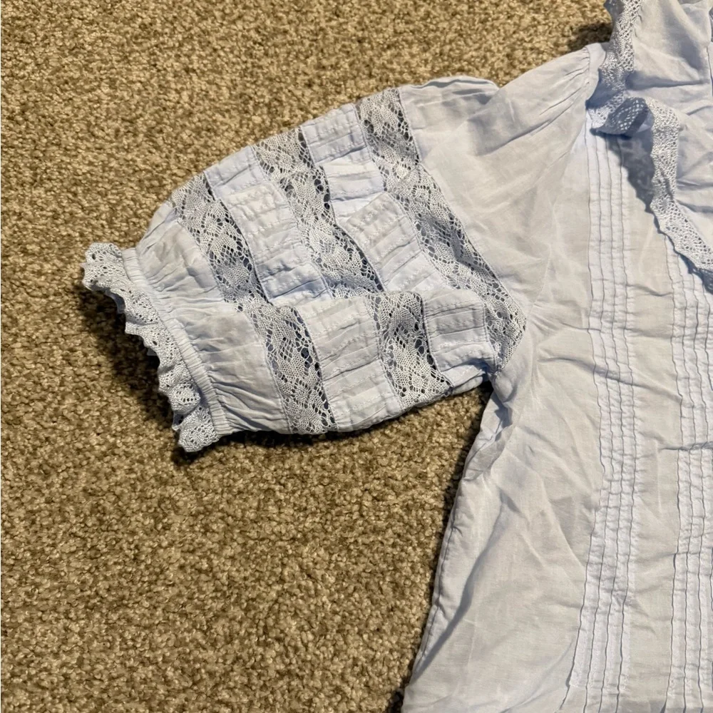 Aerie Short Sleeve Ruffle Blouse - Picture 4 of 7